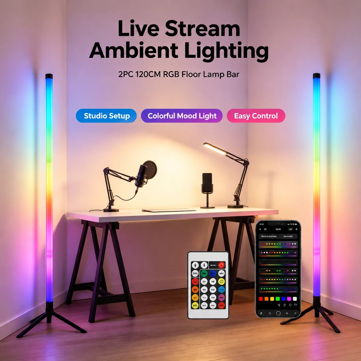 120CM RGB Corner Floor Lamp, S - Esports Gaming Setup ulasan dan harga