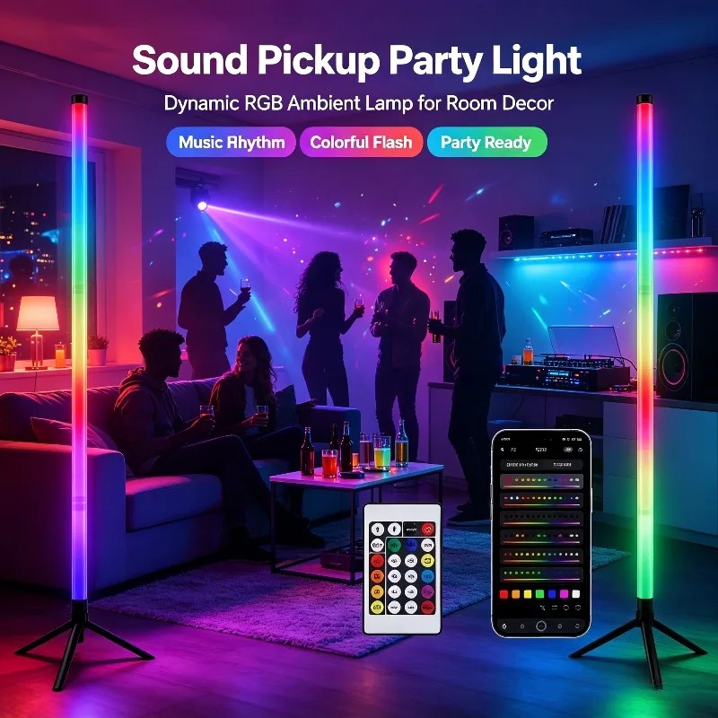 2PCS 120CM RGB Floor Lamp, Sou - Gaming Esports Esports ulasan dan harga